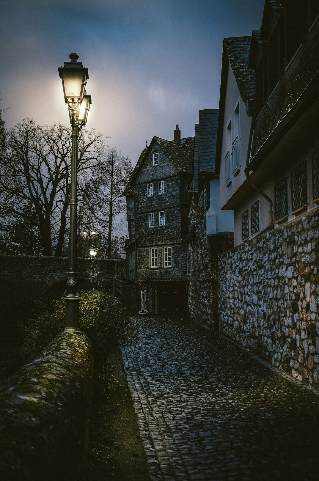 old house at night